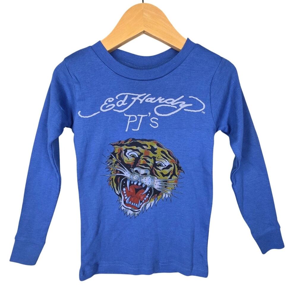 ED HARDY KID'S PJ’S LONG SLEEVE SHIRT TOP TIGER LOGO – 100% COTTON – MADE 2010